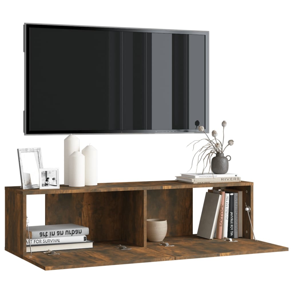 VidaXL Tv-wandmeubel 120x30x30 cm bewerkt hout gerookt eikenkleurig