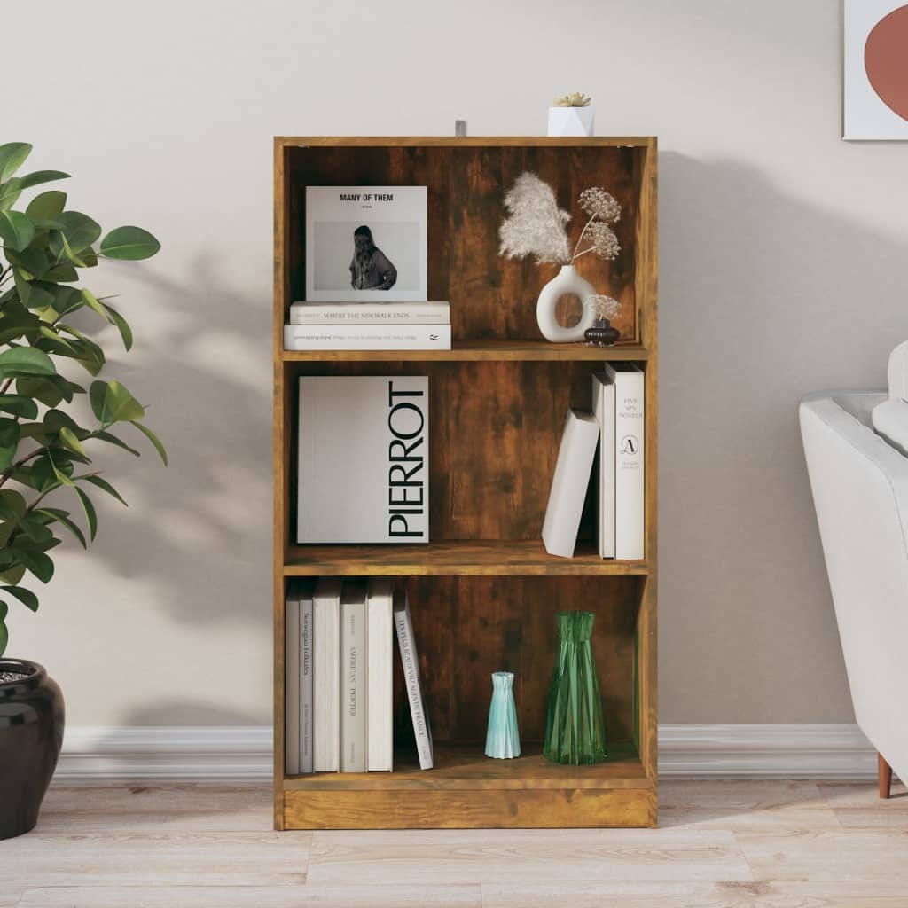 vidaXL Boekenkast 60x24x109 cm bewerkt hout gerookt eikenkleurig