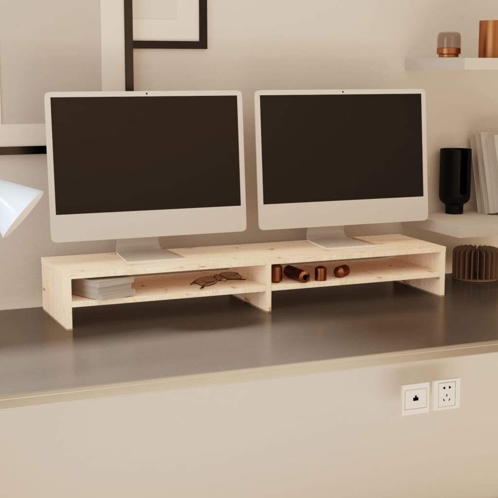 VidaXL Monitorstandaard 100x24x13 cm massief grenenhout