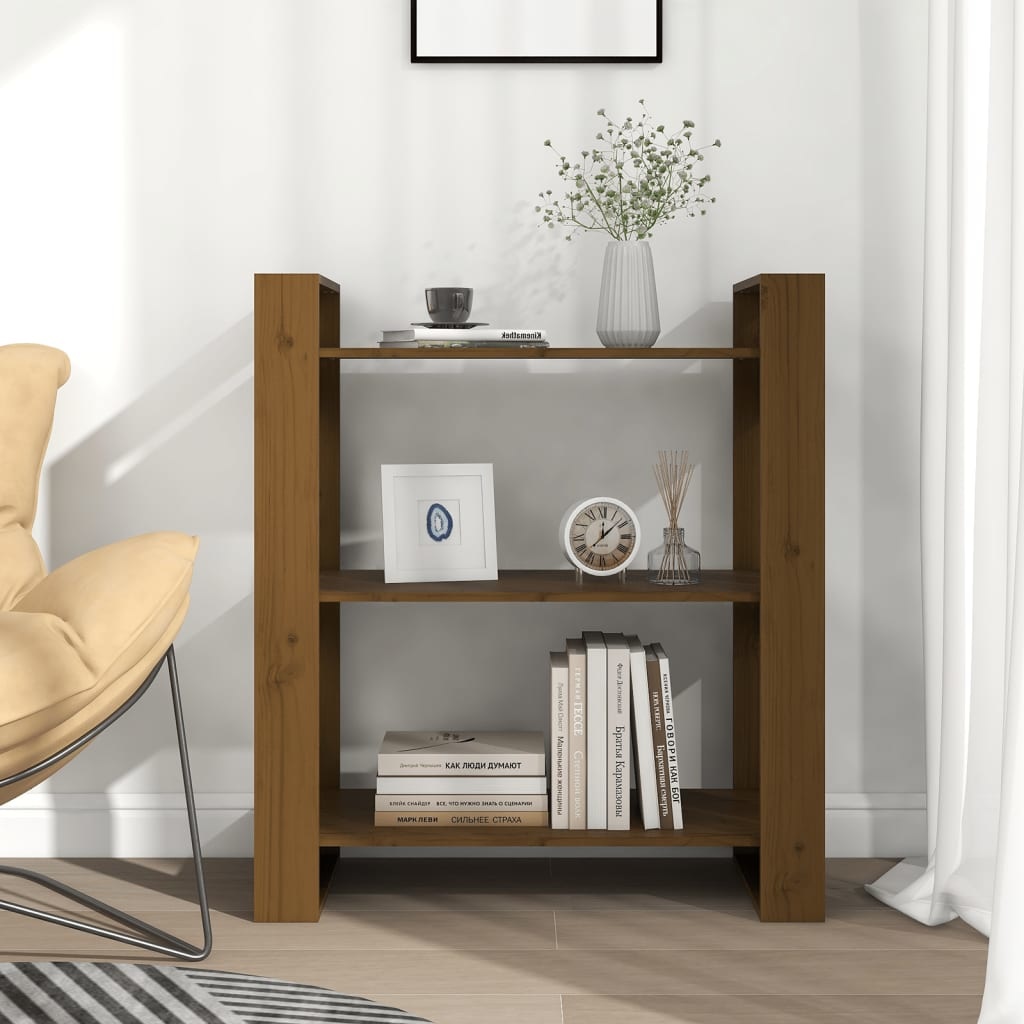 vidaXL Boekenkast/kamerscherm 80x35x91 cm massief hout honingbruin