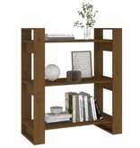 vidaXL Boekenkast/kamerscherm 80x35x91 cm massief hout honingbruin