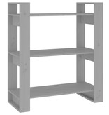 vidaXL Boekenkast/kamerscherm 80x35x91 cm massief grenenhout grijs