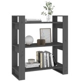 vidaXL Boekenkast/kamerscherm 80x35x91 cm massief grenenhout grijs