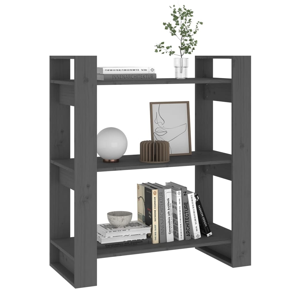 vidaXL Boekenkast/kamerscherm 80x35x91 cm massief grenenhout grijs