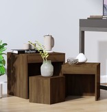 VidaXL 3-delige Tafeltjesset bewerkt hout bruineikenkleurig