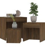 VidaXL 3-delige Tafeltjesset bewerkt hout bruineikenkleurig