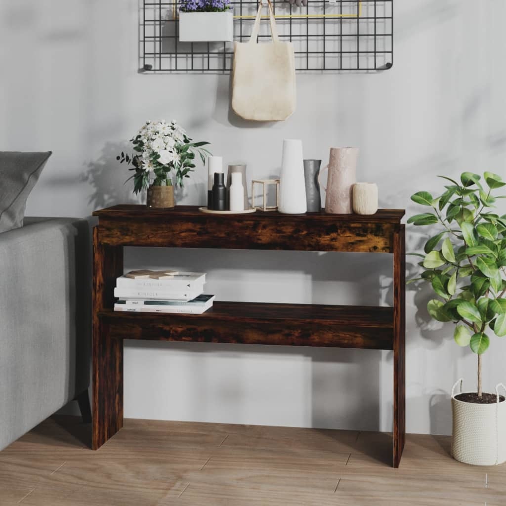 VidaXL Wandtafel 102x30x80 cm bewerkt hout gerookt eikenkleurig