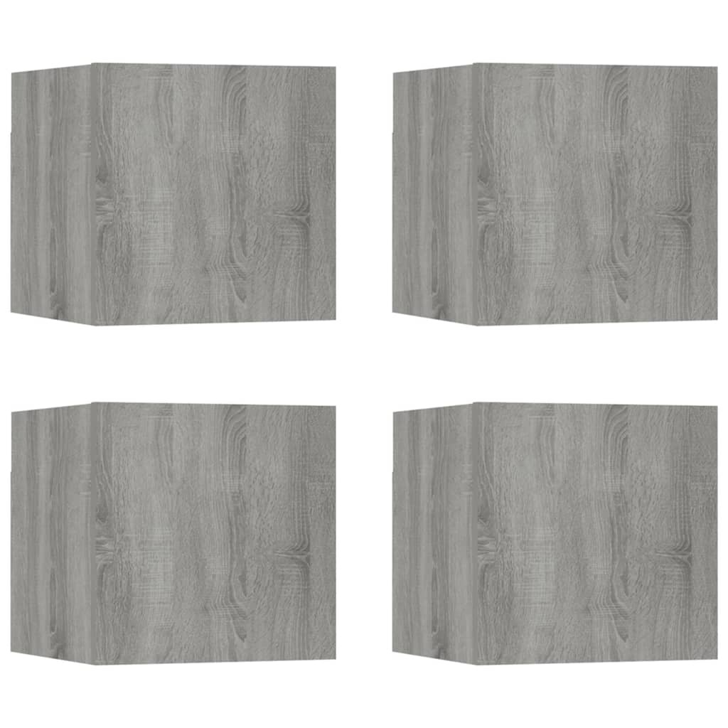VidaXL Tv-wandmeubelen 4 st 30,5x30x30 cm grijs sonoma eikenkleurig