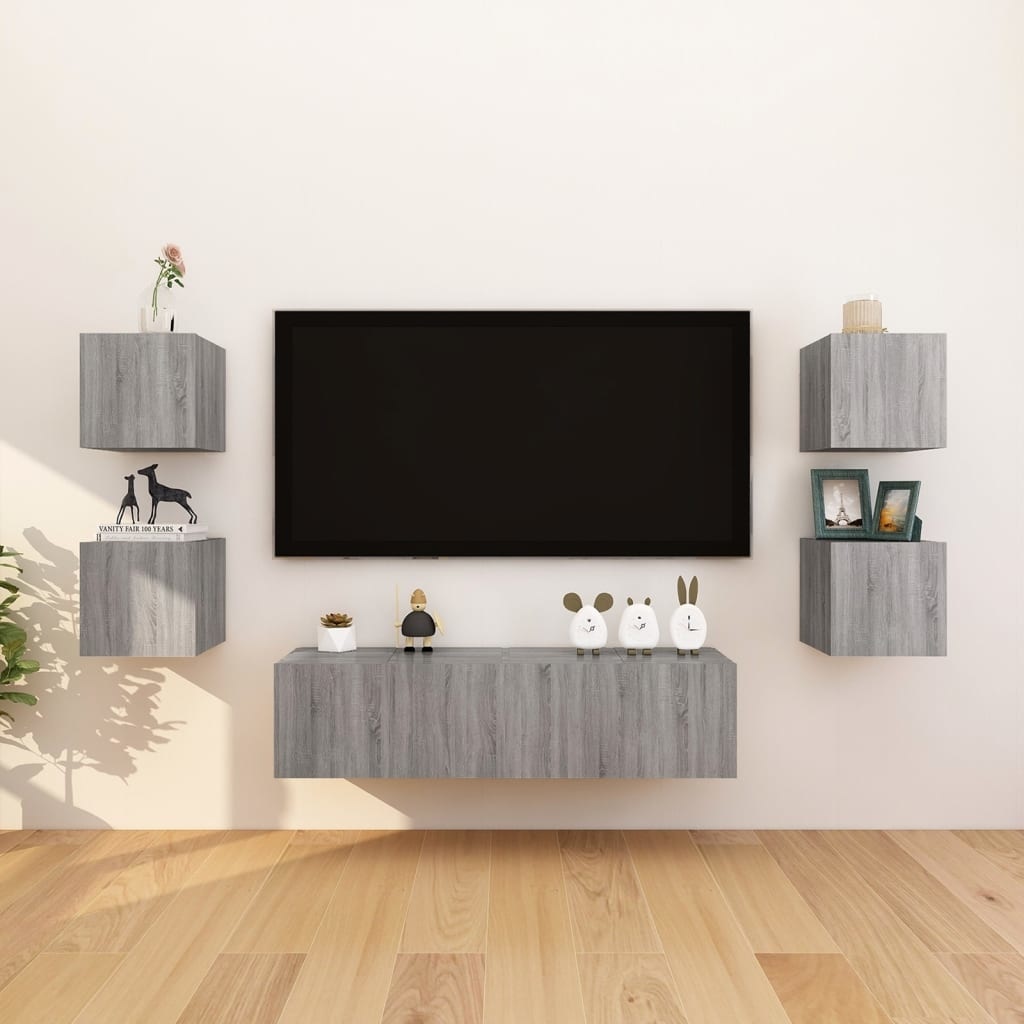 VidaXL Tv-wandmeubelen 4 st 30,5x30x30 cm grijs sonoma eikenkleurig