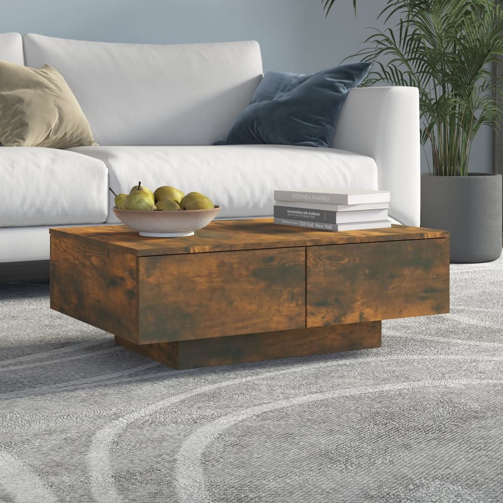 VidaXL Salontafel 90x60x31 cm bewerkt hout gerookt eikenkleurig