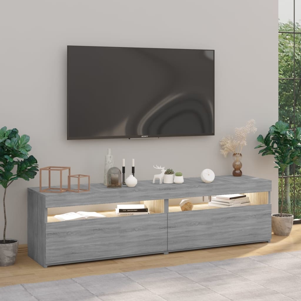 VidaXL Tv-meubelen met LED-verlichting 2 st 75x35x40 cm grijs sonoma