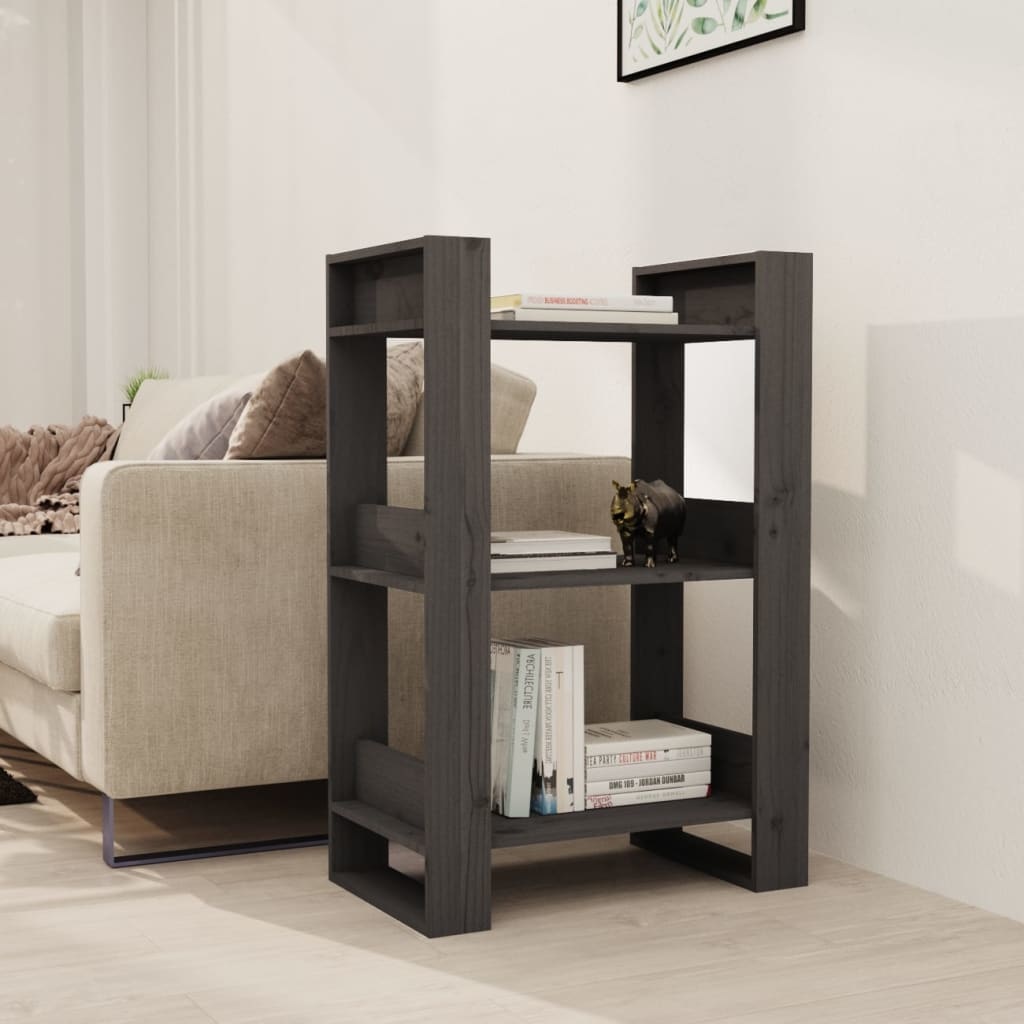 VidaXL Boekenkast/kamerscherm 60x35x91 cm massief grenenhout grijs