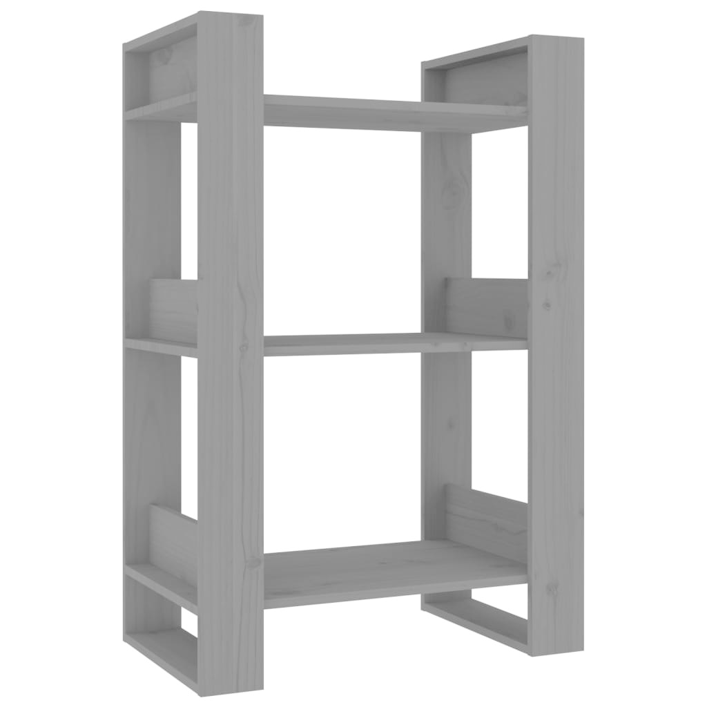 VidaXL Boekenkast/kamerscherm 60x35x91 cm massief grenenhout grijs