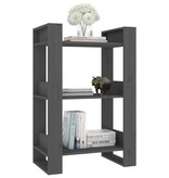 VidaXL Boekenkast/kamerscherm 60x35x91 cm massief grenenhout grijs