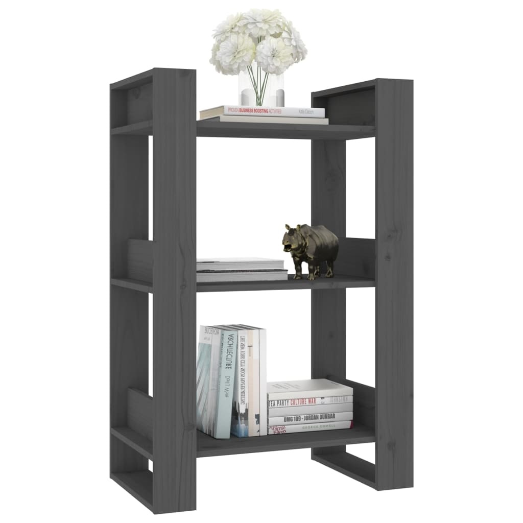 VidaXL Boekenkast/kamerscherm 60x35x91 cm massief grenenhout grijs