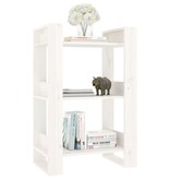 vidaXL Boekenkast/kamerscherm 60x35x91 cm massief grenenhout wit