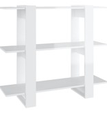 VidaXL Boekenkast/kamerscherm 100x30x87 cm hoogglans wit