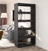 vidaXL Boekenkast/kamerscherm 80x35x167 cm massief grenenhout grijs