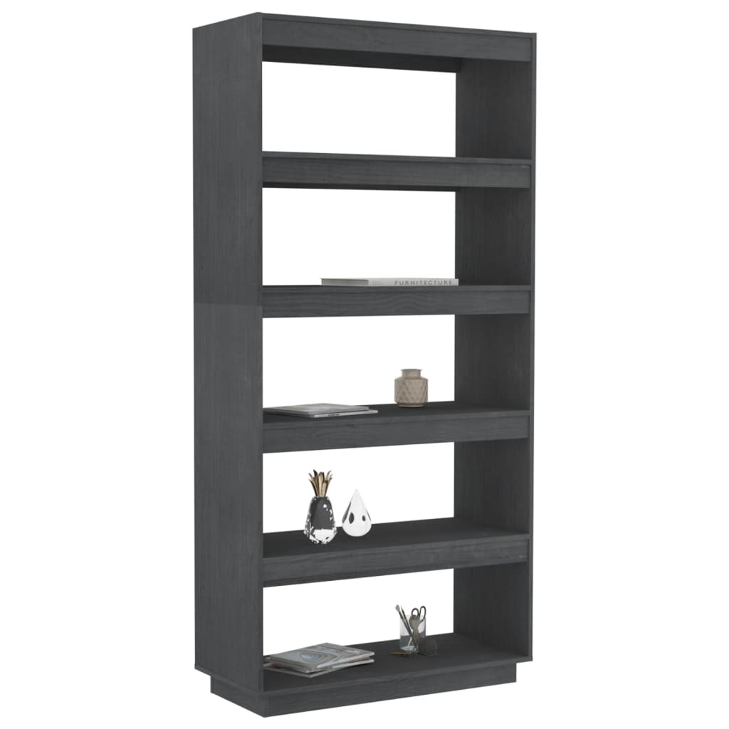 vidaXL Boekenkast/kamerscherm 80x35x167 cm massief grenenhout grijs