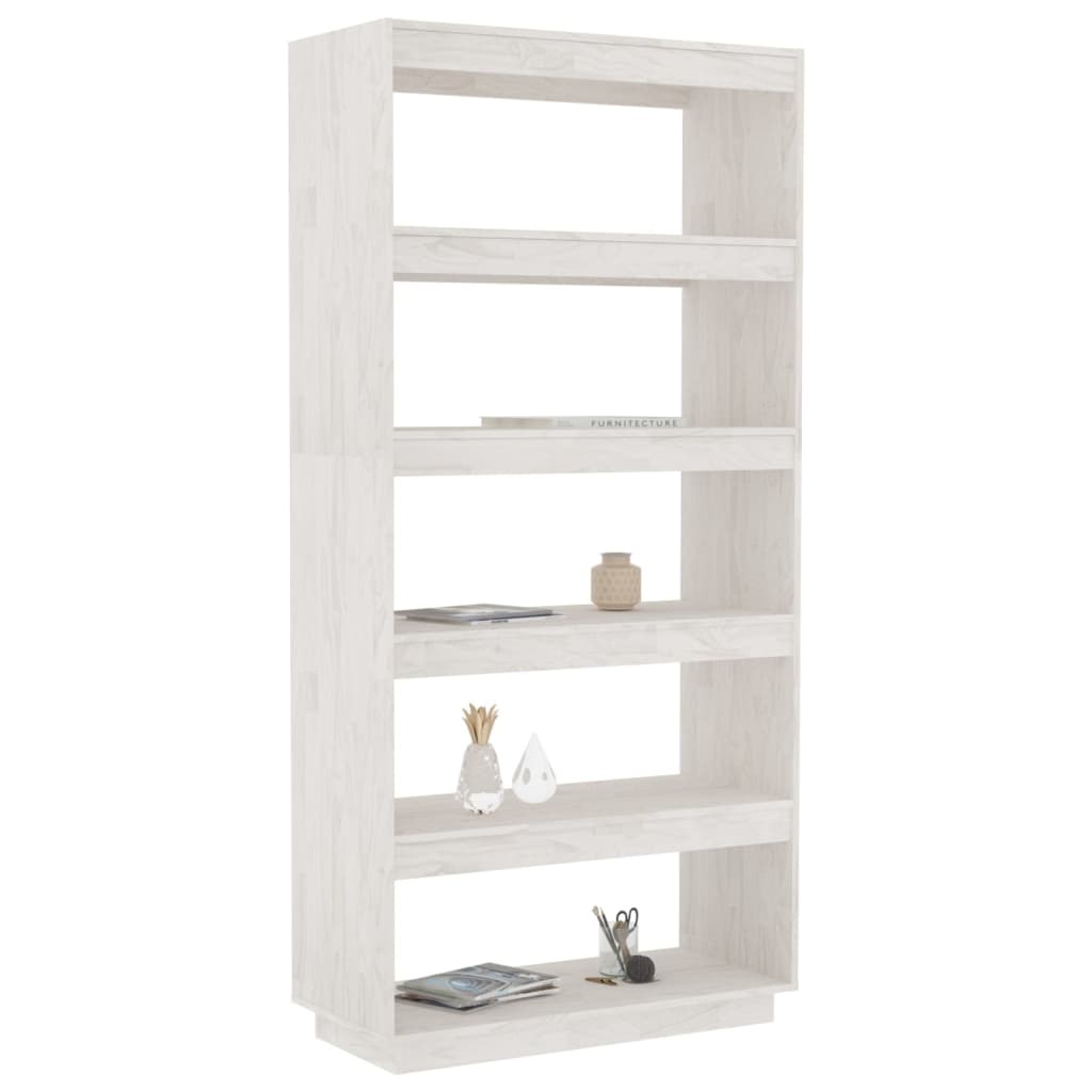 vidaXL Boekenkast/kamerscherm 80x35x167 cm massief grenenhout wit