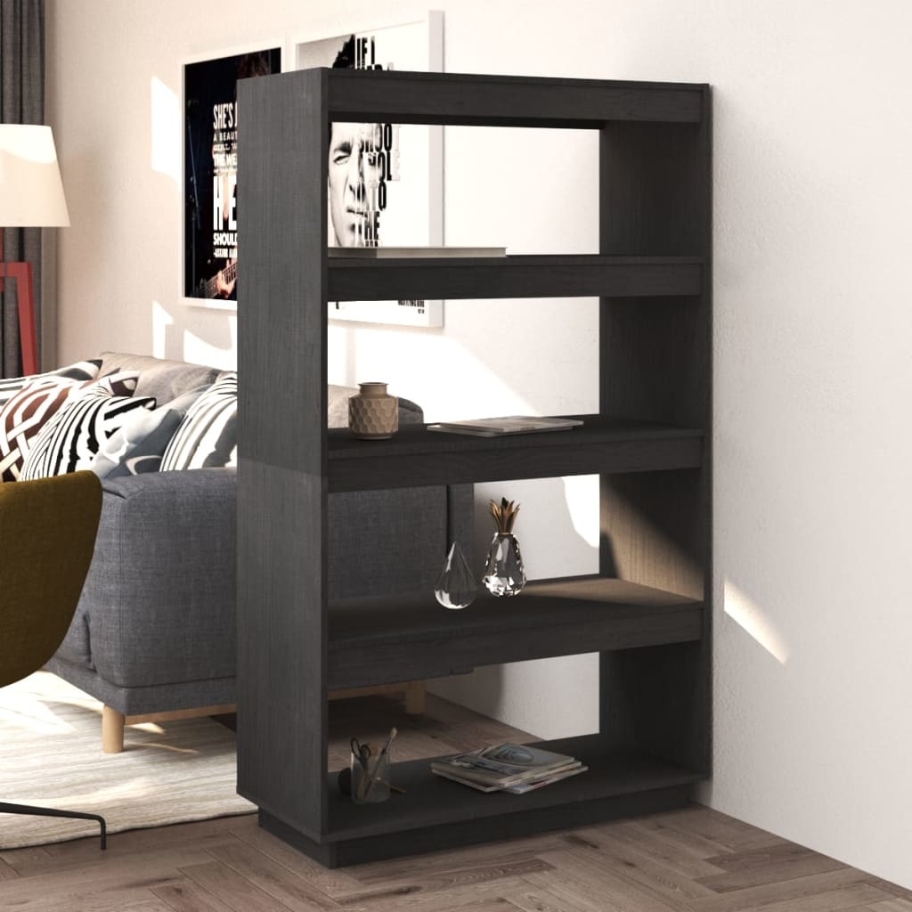 vidaXL Boekenkast/kamerscherm 80x35x135 cm massief grenenhout grijs