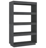 vidaXL Boekenkast/kamerscherm 80x35x135 cm massief grenenhout grijs