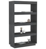 vidaXL Boekenkast/kamerscherm 80x35x135 cm massief grenenhout grijs