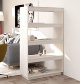 vidaXL Boekenkast/kamerscherm 80x35x135 cm massief grenenhout wit