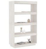 vidaXL Boekenkast/kamerscherm 80x35x135 cm massief grenenhout wit