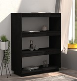 vidaXL Boekenkast/kamerscherm 80x35x103 cm massief grenenhout zwart