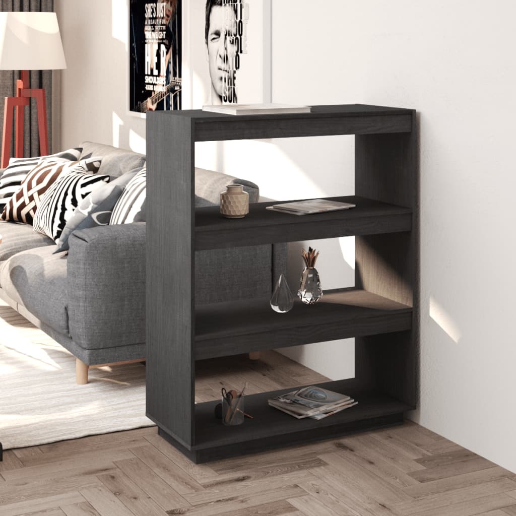 vidaXL Boekenkast/kamerscherm 80x35x103 cm massief grenenhout grijs