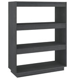 vidaXL Boekenkast/kamerscherm 80x35x103 cm massief grenenhout grijs