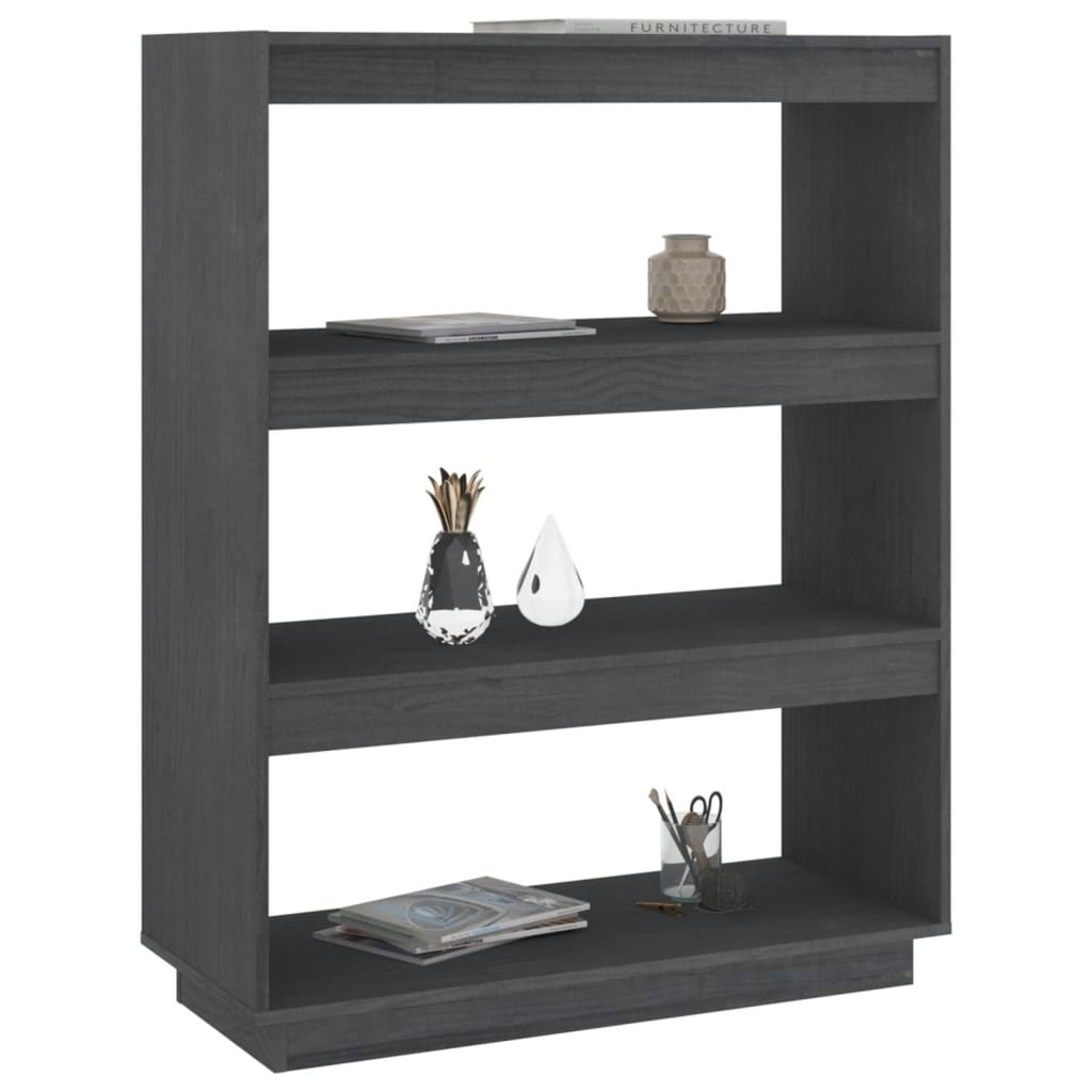 vidaXL Boekenkast/kamerscherm 80x35x103 cm massief grenenhout grijs