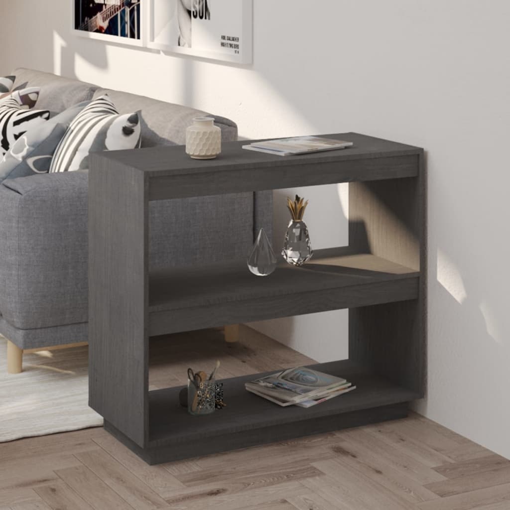 vidaXL Boekenkast 80x35x71 cm massief grenenhout grijs