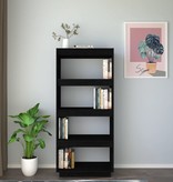 vidaXL Boekenkast/kamerscherm 60x35x135 cm massief grenenhout zwart