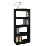 vidaXL Boekenkast/kamerscherm 60x35x135 cm massief grenenhout zwart