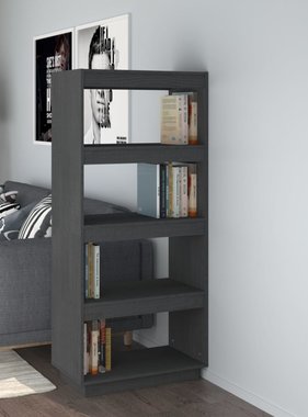 vidaXL Boekenkast/kamerscherm 60x35x135 cm massief grenenhout grijs