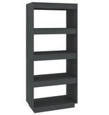 vidaXL Boekenkast/kamerscherm 60x35x135 cm massief grenenhout grijs