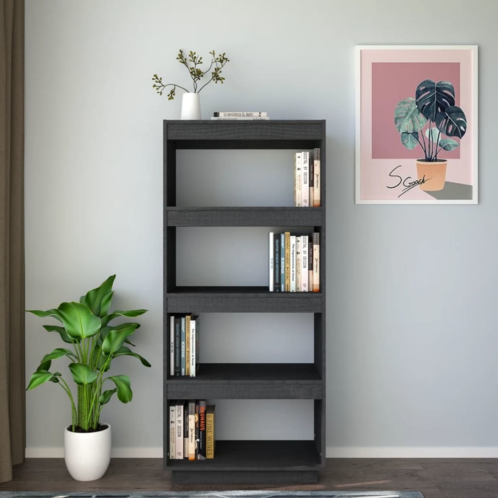 vidaXL Boekenkast/kamerscherm 60x35x135 cm massief grenenhout grijs