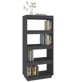 vidaXL Boekenkast/kamerscherm 60x35x135 cm massief grenenhout grijs