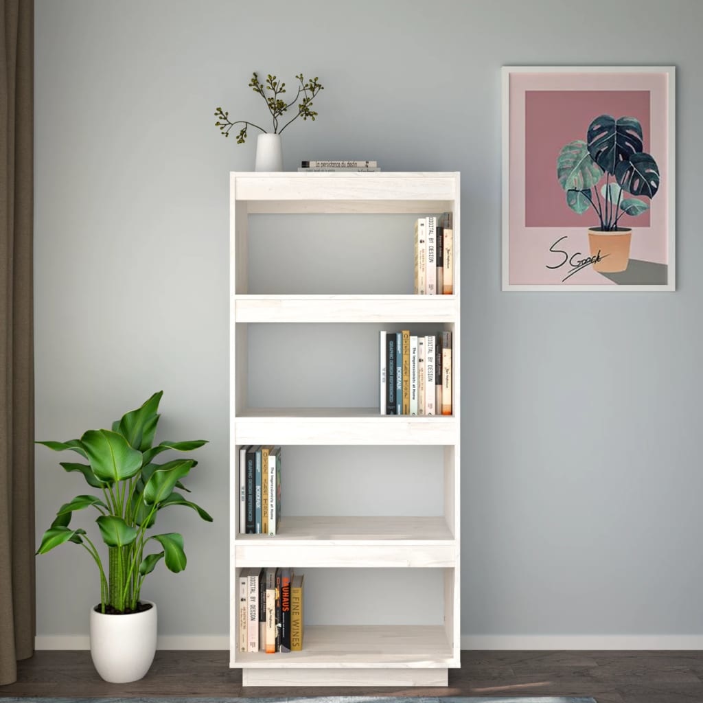 vidaXL Boekenkast/kamerscherm 60x35x135 cm massief grenenhout wit