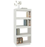 vidaXL Boekenkast/kamerscherm 60x35x135 cm massief grenenhout wit