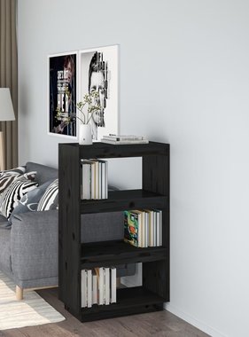 vidaXL Boekenkast/kamerscherm 60x35x103 cm massief grenenhout zwart