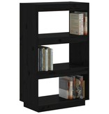 vidaXL Boekenkast/kamerscherm 60x35x103 cm massief grenenhout zwart