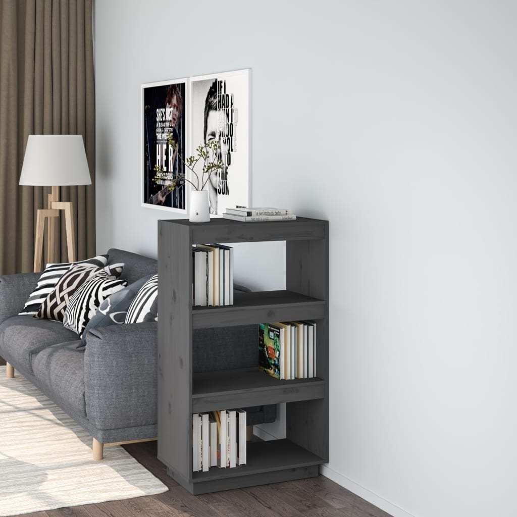 vidaXL Boekenkast/kamerscherm 60x35x103 cm massief grenenhout grijs