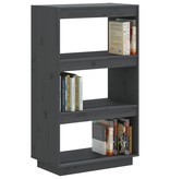 vidaXL Boekenkast/kamerscherm 60x35x103 cm massief grenenhout grijs