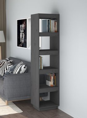 vidaXL Boekenkast/kamerscherm 40x35x167 cm massief grenenhout grijs