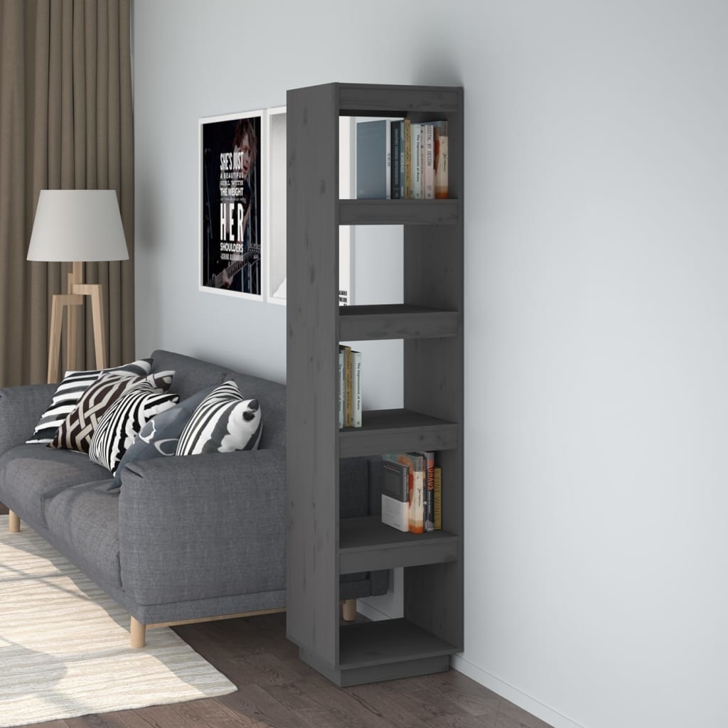 vidaXL Boekenkast/kamerscherm 40x35x167 cm massief grenenhout grijs