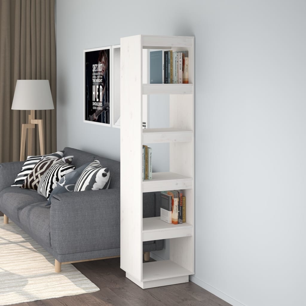 vidaXL Boekenkast/kamerscherm 40x35x167 cm massief grenenhout wit