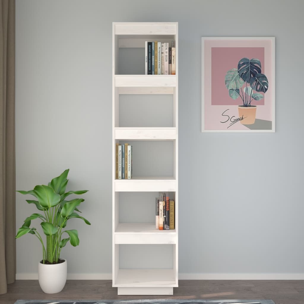 vidaXL Boekenkast/kamerscherm 40x35x167 cm massief grenenhout wit